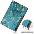 Samsung Galaxy Tab S9 FE+ Tri-Fold Series Smart Folio Cover - Hvid Blomster