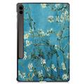 Samsung Galaxy Tab S9 FE+ Tri-Fold Series Smart Folio Cover - Hvid Blomster