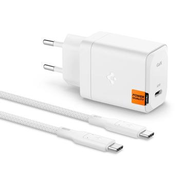 Spigen ArcStation Pro GaN-651 65W vægoplader med Type-C-kabel - hvid