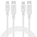 Spigen DuraSync MFi USB-C til Lightning-kabel - 2-pak, 100cm - Hvid