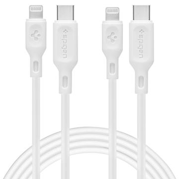 Spigen DuraSync MFi USB-C til Lightning-kabel - 2-pak, 100cm - Hvid