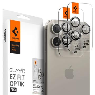 iPhone 16 Pro/16 Pro Max Spigen Glas.tR Ez Fit Optik Pro Kamera Linse Hærdet Glas - Naturligt titanium