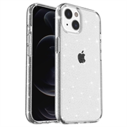 iPhone 15 Stylish Glitter Series Hybrid Cover - Hvid