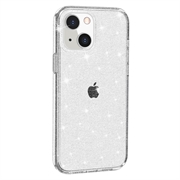 iPhone 15 Stylish Glitter Series Hybrid Cover - Hvid