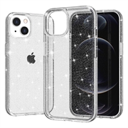 iPhone 15 Stylish Glitter Series Hybrid Cover - Hvid