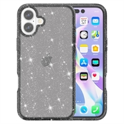 iPhone 16 Plus Stylish Glitter Series Hybrid Cover - Sort