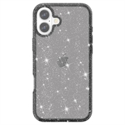 iPhone 16 Plus Stylish Glitter Series Hybrid Cover - Sort