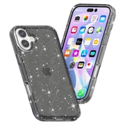 iPhone 16 Plus Stylish Glitter Series Hybrid Cover - Sort