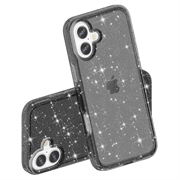 iPhone 16 Plus Stylish Glitter Series Hybrid Cover - Sort