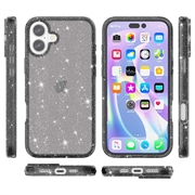 iPhone 16 Plus Stylish Glitter Series Hybrid Cover - Sort