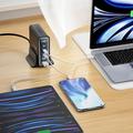 Tech-Protect DC140W GaN 5-Port Desktop Charger med 3x PD USB-C, 2x QC 3.0 USB-A - Sort