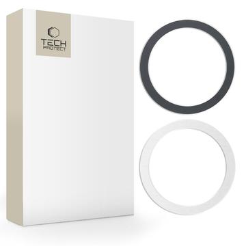 Tech-Protect MagMat MagSafe Universal Magnetisk Ring - 2-pak - sort og sølv