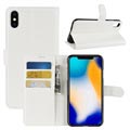 iPhone XS Max Tekstureret Flip Cover med Kortholder - Hvid