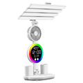 Touch 3 Modes LED Eye Protection Desk Lamp med ur, ventilator og penneholder - USB-drevet