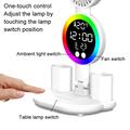 Touch 3 Modes LED Eye Protection Desk Lamp med ur, ventilator og penneholder - USB-drevet