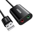 UGREEN 30724 USB-lydadapter eksternt stereolydkort med 3,5 mm hovedtelefonmikrofonstik til Windows Mac Linux PC Laptop PS5