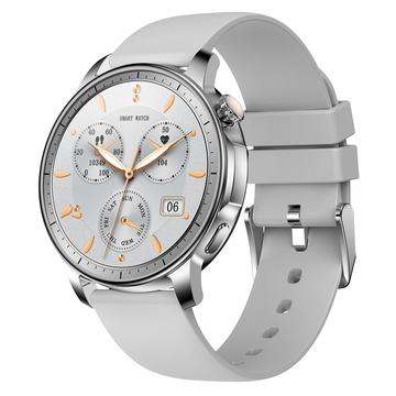 V65 1,32-tommer AMOLED Touch Screen Smart Watch Pulsmåler Kvinder Sportsarmbånd, Silikone Rem - Sølv