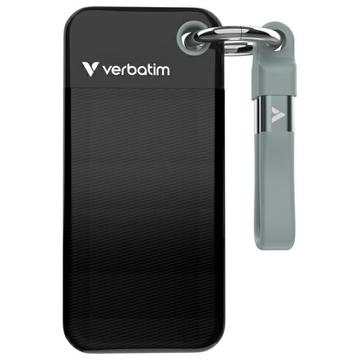 Verbatim 32190 Pocket SSD med nøglering - 1TB, USB 3.2 Gen.2-kabel - Sort / grå