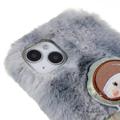 3D Plush Furry Vinter iPhone 14 Plus TPU Cover - Grå Spaceman