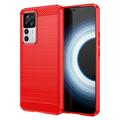 Xiaomi 12T/12T Pro Børstet TPU Cover - Karbonfiber - Rød