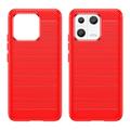 Xiaomi 13 Børstet TPU Cover - Karbonfiber - Rød