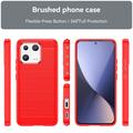 Xiaomi 13 Børstet TPU Cover - Karbonfiber - Rød