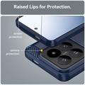 Xiaomi 14 Pro Børstet TPU Cover - Karbonfiber - Blå