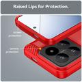 Xiaomi 14 Pro Børstet TPU Cover - Karbonfiber - Rød