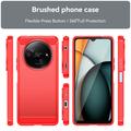 Xiaomi Redmi A3 Børstet TPU Cover - Karbonfiber - Rød