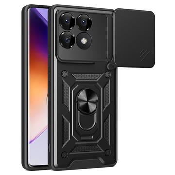 Xiaomi Redmi K70/K70 Pro/Poco F6 Pro Roterende Ring Hybrid Cover med Kameraskjold - Sort