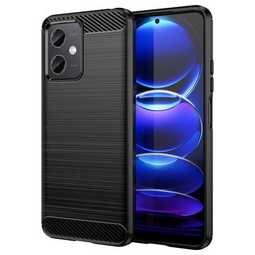 Xiaomi Redmi Note 12/Poco X5 Børstet TPU Cover - Karbonfiber - Sort