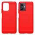 Xiaomi Redmi Note 12/Poco X5 Børstet TPU Cover - Karbonfiber - Rød