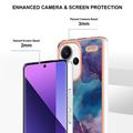 Xiaomi Redmi Note 13 Pro+ Marmormønster Galvaniseret IMD TPU Cover - Lilla