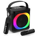 YS307 Home Karaoke Bluetooth-højttaler RGB-lyshøjttaler med 2 mikrofoner - sort