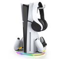 iPega PG-P5S045 Lodret opladningsstander med RGB til Sony PlayStation 5/5 Slim/5 Pro - Hvid