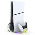 iPega PG-P5S045 Lodret opladningsstander med RGB til Sony PlayStation 5/5 Slim/5 Pro - Hvid