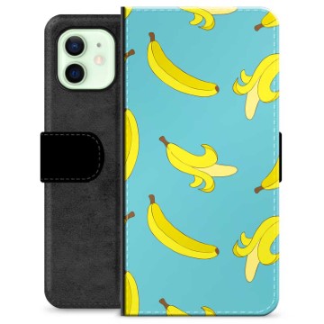 iPhone 12 Premium Flip Cover med Pung - Bananer