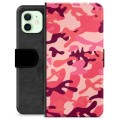 iPhone 12 Premium Flip Cover med Pung - Pink Camouflage