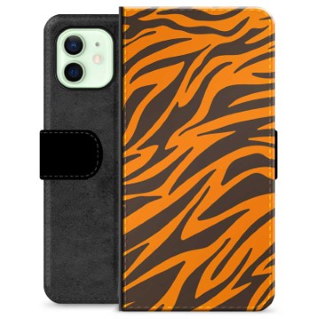 iPhone 12 Premium Flip Cover med Pung - Tiger