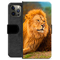 iPhone 12 Pro Max Premium Flip Cover med Pung - Løve