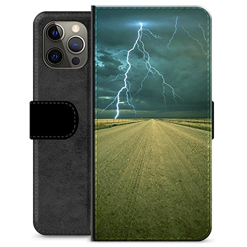 iPhone 12 Pro Max Premium Flip Cover med Pung - Storm