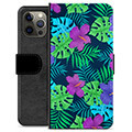 iPhone 12 Pro Max Premium Flip Cover med Pung - Tropiske Blomster