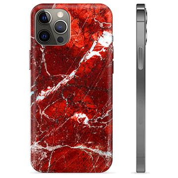 iPhone 12 Pro Max TPU Cover - Rød Marmor