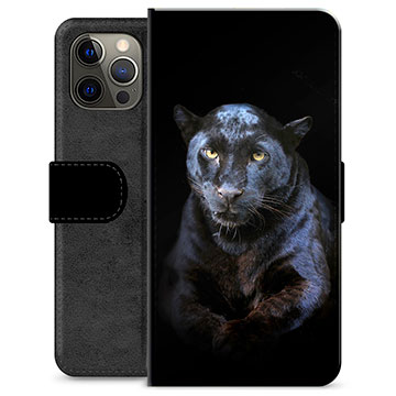 iPhone 12 Pro Max Premium Flip Cover med Pung - Sort Panter