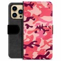 iPhone 13 Pro Max Premium Flip Cover med Pung - Pink Camouflage