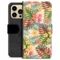 iPhone 13 Pro Max Premium Flip Cover med Pung - Lyserøde Blomster