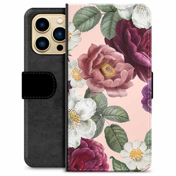 iPhone 13 Pro Max Premium Flip Cover med Pung - Romantiske Blomster