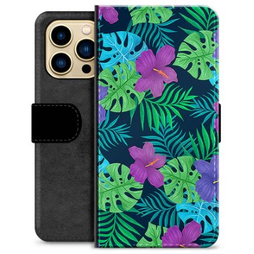 iPhone 13 Pro Max Premium Flip Cover med Pung - Tropiske Blomster