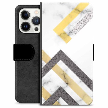 iPhone 13 Pro Premium Flip Cover med Pung - Abstrakt Marmor