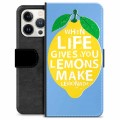 iPhone 13 Pro Premium Flip Cover med Pung - Citroner